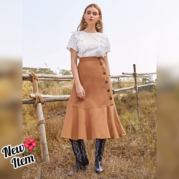 Dresses & Skirts - MAXI STYLE BROWN RUFFLE HEM SKIRT